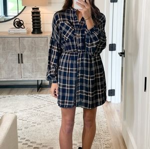 Kate Plaid Dress Navy Shop Talulah